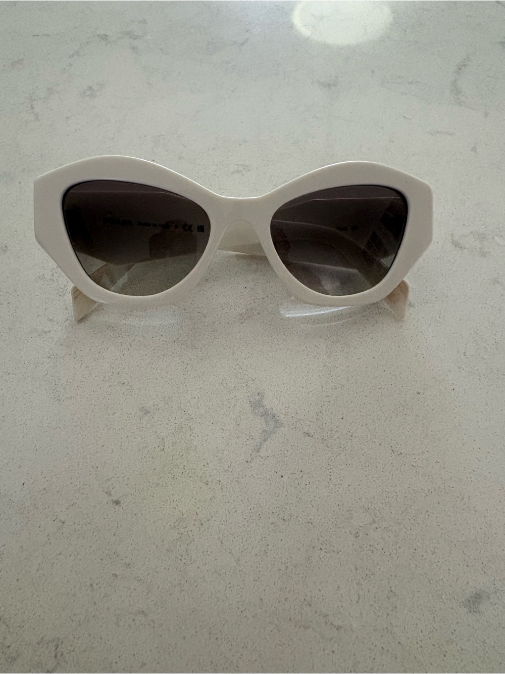 Prada White Cat Eye Sunglasses with Dark Lenses - Picture 1 of 7